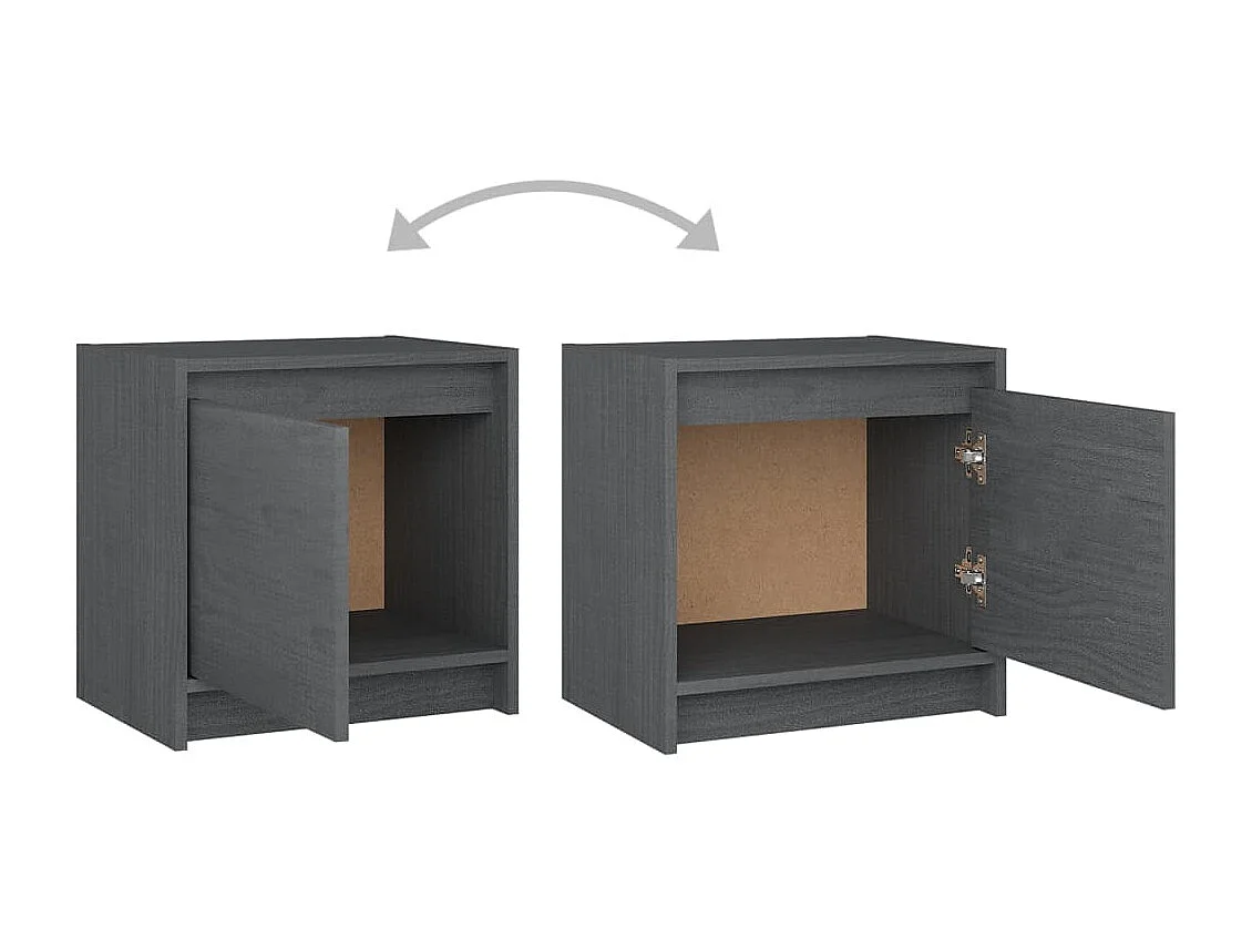 Assaria  Tables de chevet 2 pcs Gris 40x30,5x40 cm Bois de pin massif