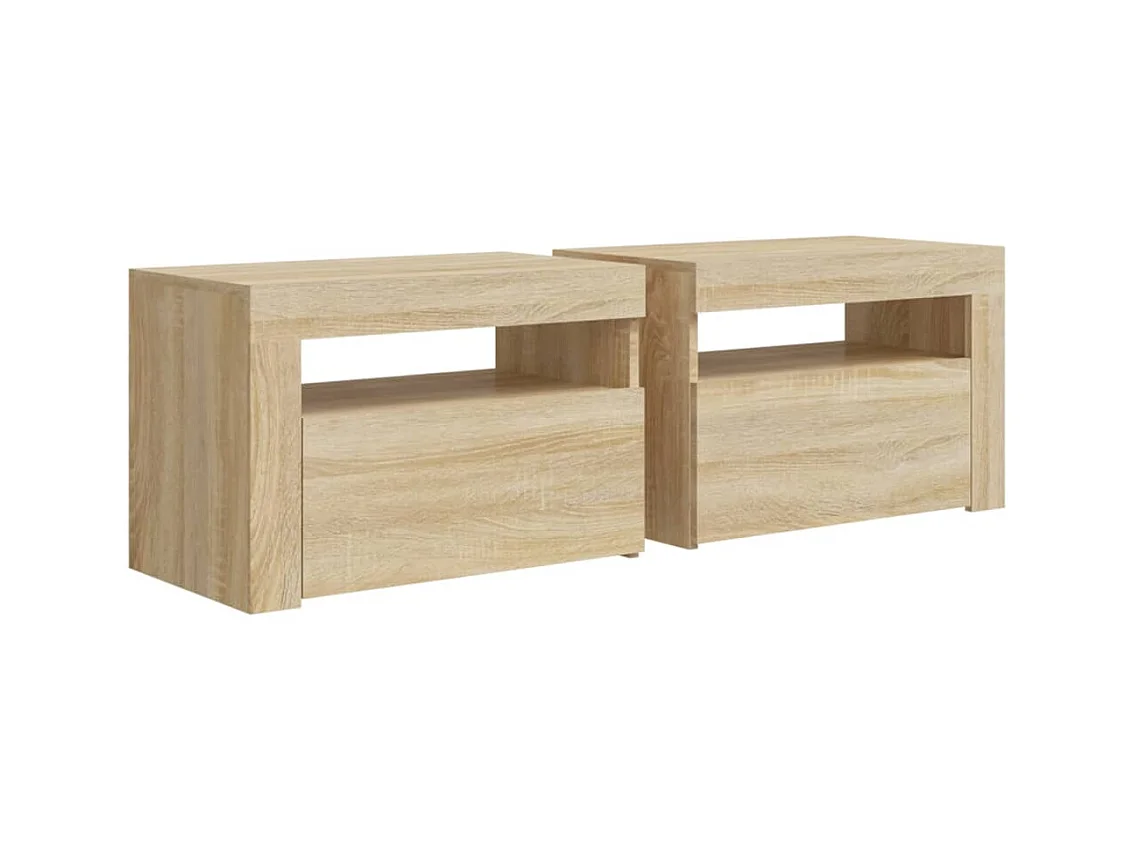 Julian  Tables de chevet 2 pcs avec LED Chêne Sonoma 60x35x40 cm