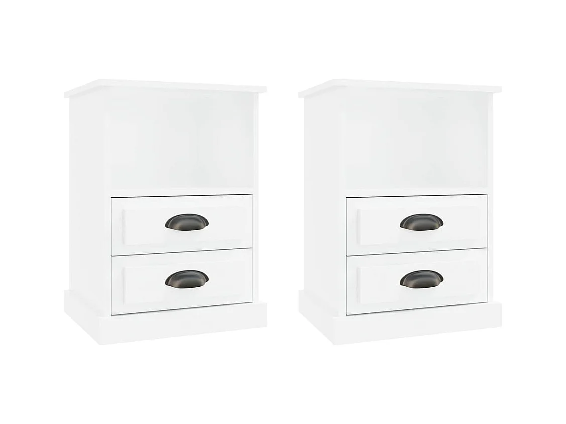 Karly  Tables de chevet 2 pcs blanc brillant 43x36x60 cm