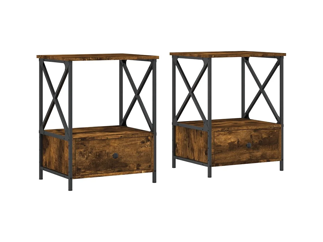 Hilda  Tables de chevet 2 pcs chêne fumé 50x41x65 cm bois d’ingénierie