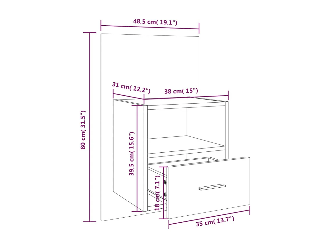 Bella Marie  Tables de chevet murales 2 pcs Sonoma gris