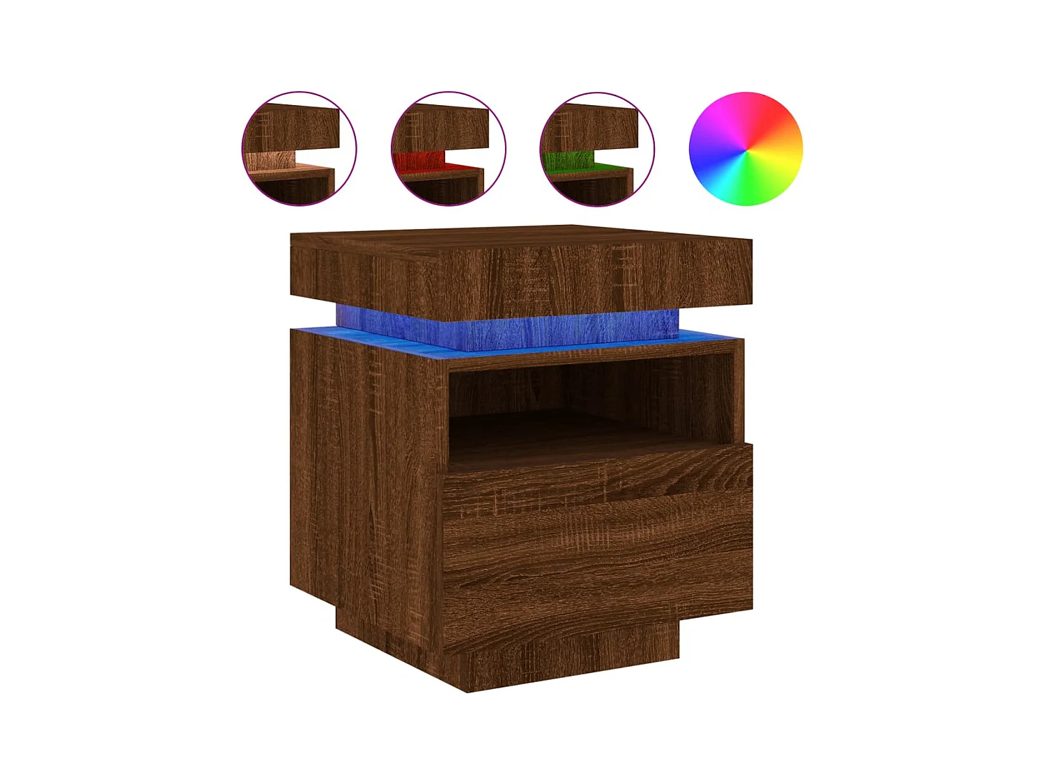 Josane  Armoires de chevet avec lumières LED 2 pcs chêne marron