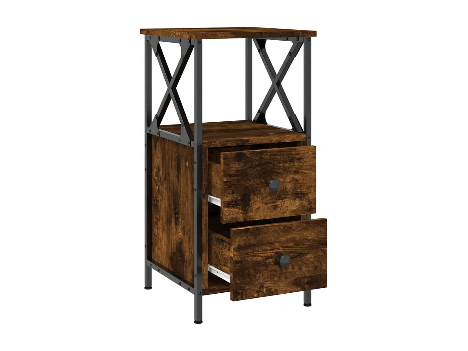 Quinn Hope  Comodino Rovere Fumo 34x35,5x70 cm in Legno Multistrato