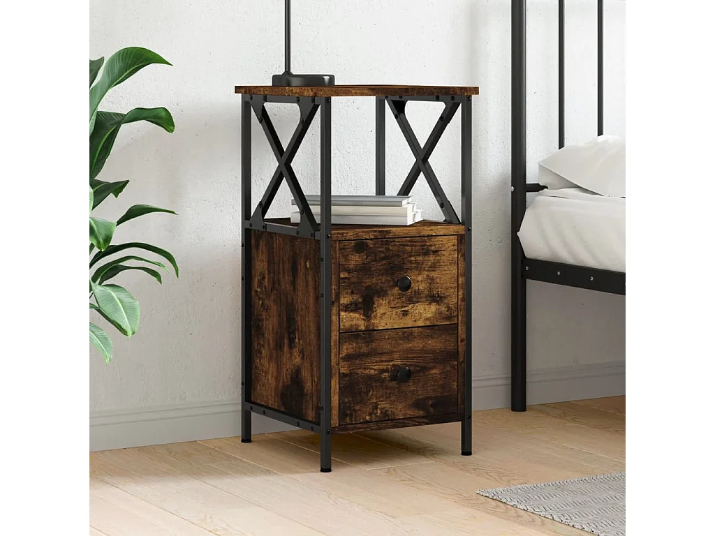 Quinn Hope  Comodino Rovere Fumo 34x35,5x70 cm in Legno Multistrato