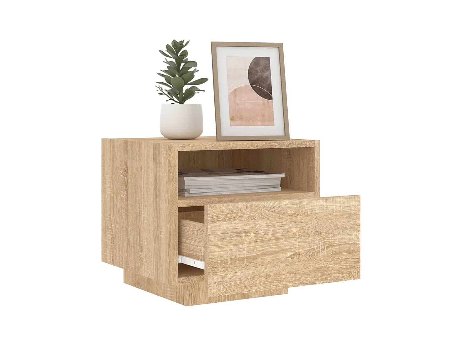 Simo  Table de chevet avec lumières LED chêne sonoma 40x39x37 cm