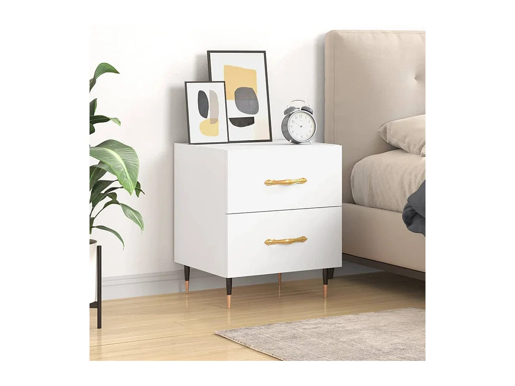 Leidir  Table de chevet blanc 40x35x47,5 cm bois d’ingénierie