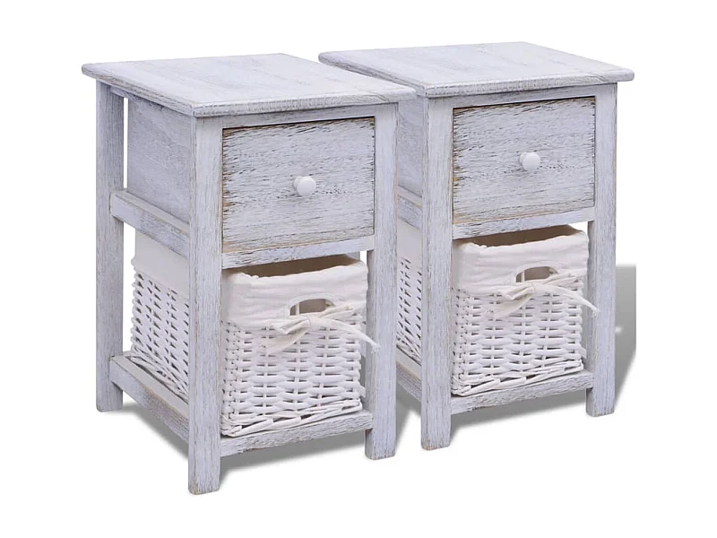 Anwar  Table de chevet 2 pcs Bois Blanc