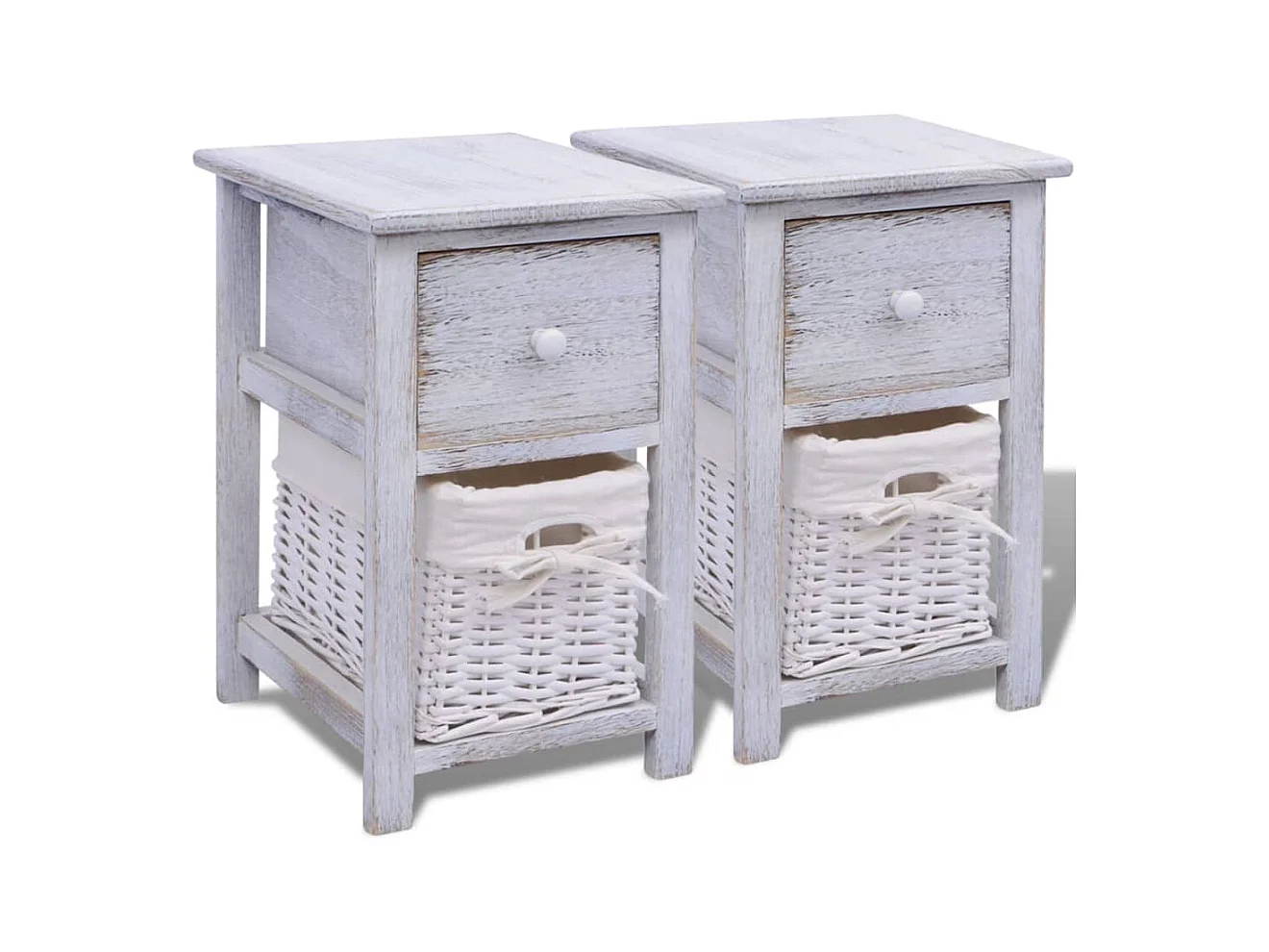 Anwar  Comodino da Notte Set 2 pz in Legno Bianco