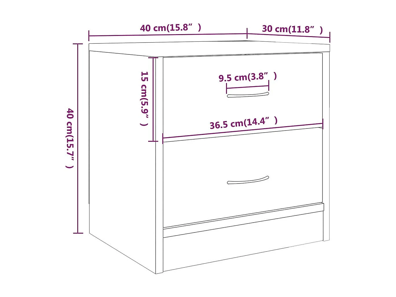 Wytse  Nachttisch Braun Eichen-Optik 40x30x40 cm Holzwerkstoff