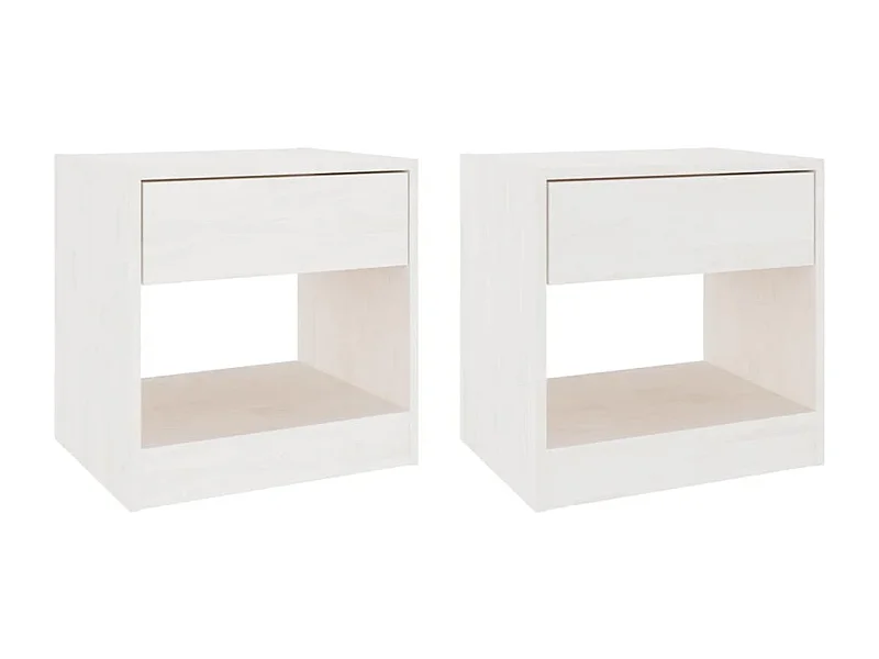 Malrik  Tables de chevet 2 pcs Blanc 40x31x40 cm Bois de pin massif