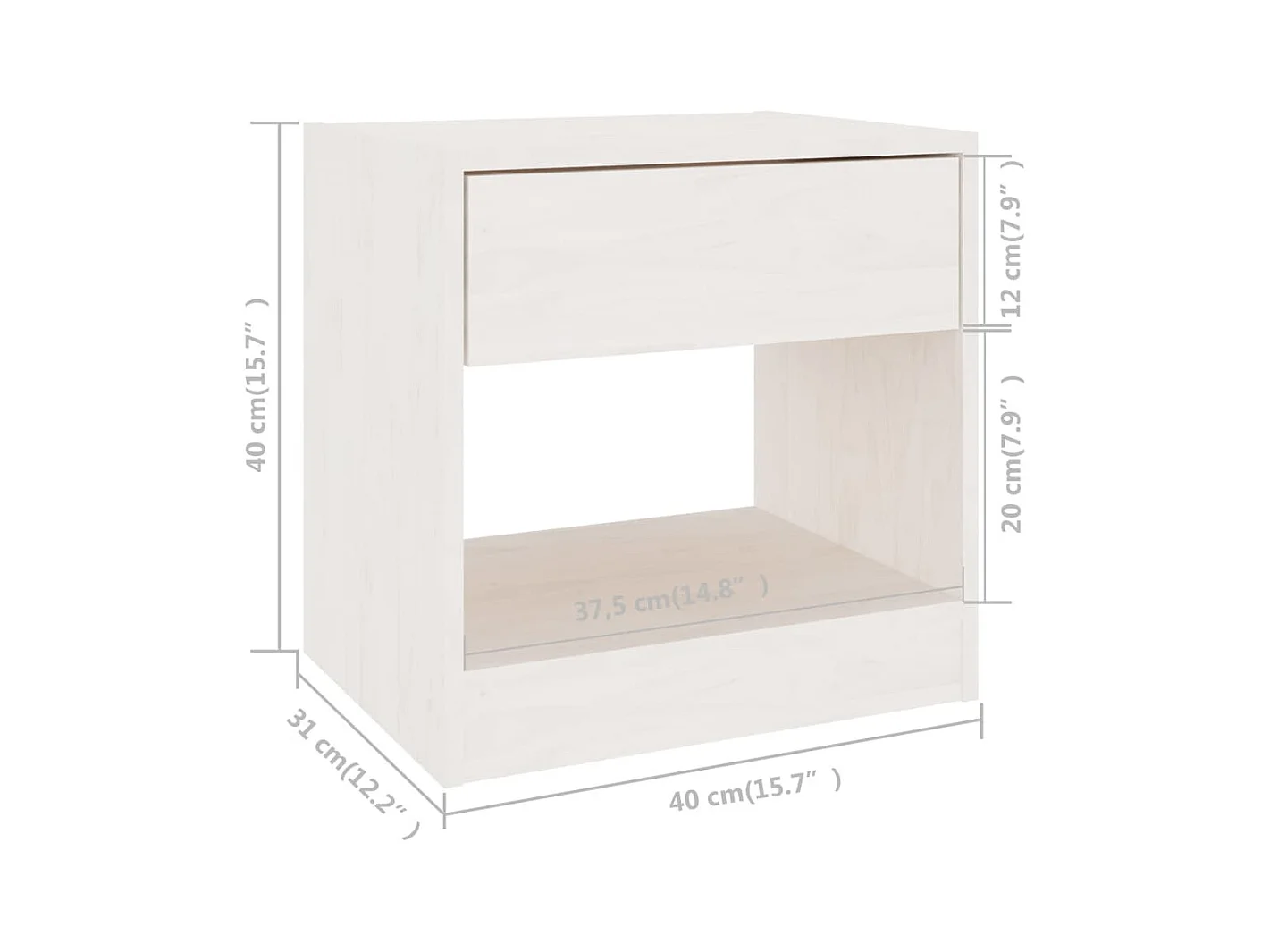Malrik  Tables de chevet 2 pcs Blanc 40x31x40 cm Bois de pin massif