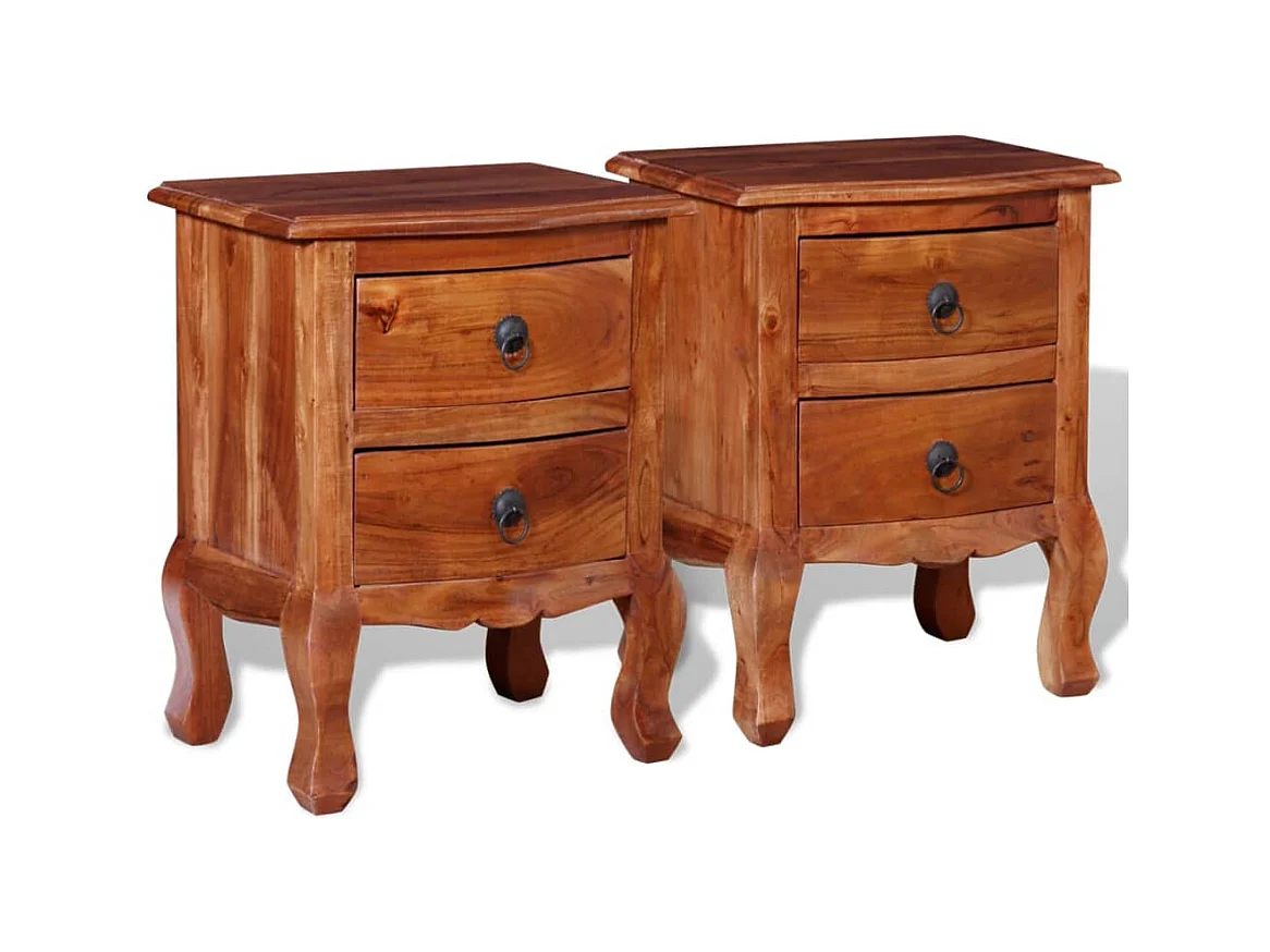 Hauho  Comodini con Cassetti 2 pz in Legno Massello di Acacia