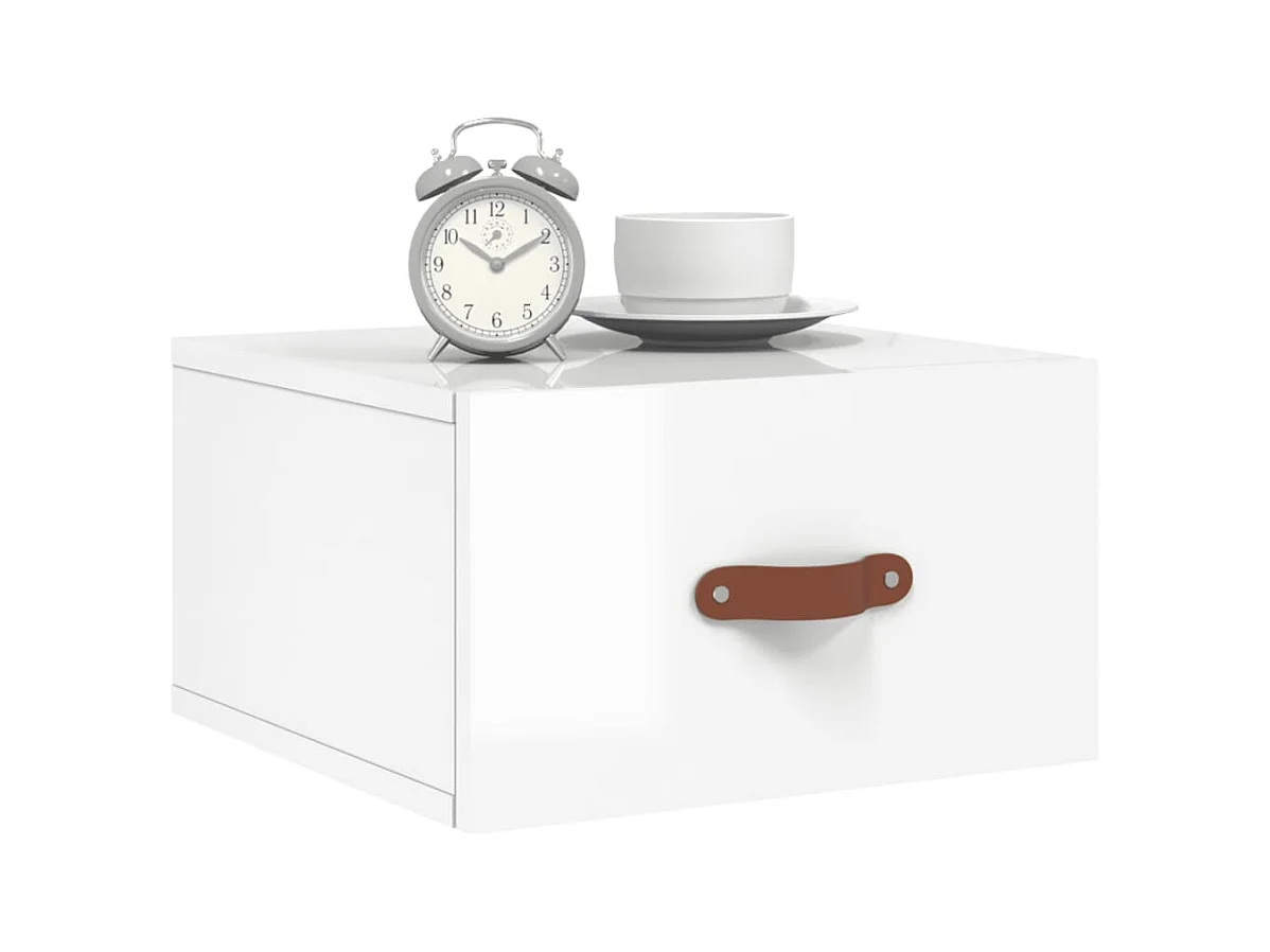 Brackettville  Tables de chevet murales 2 pcs blanc brillant 35x35x20 cm