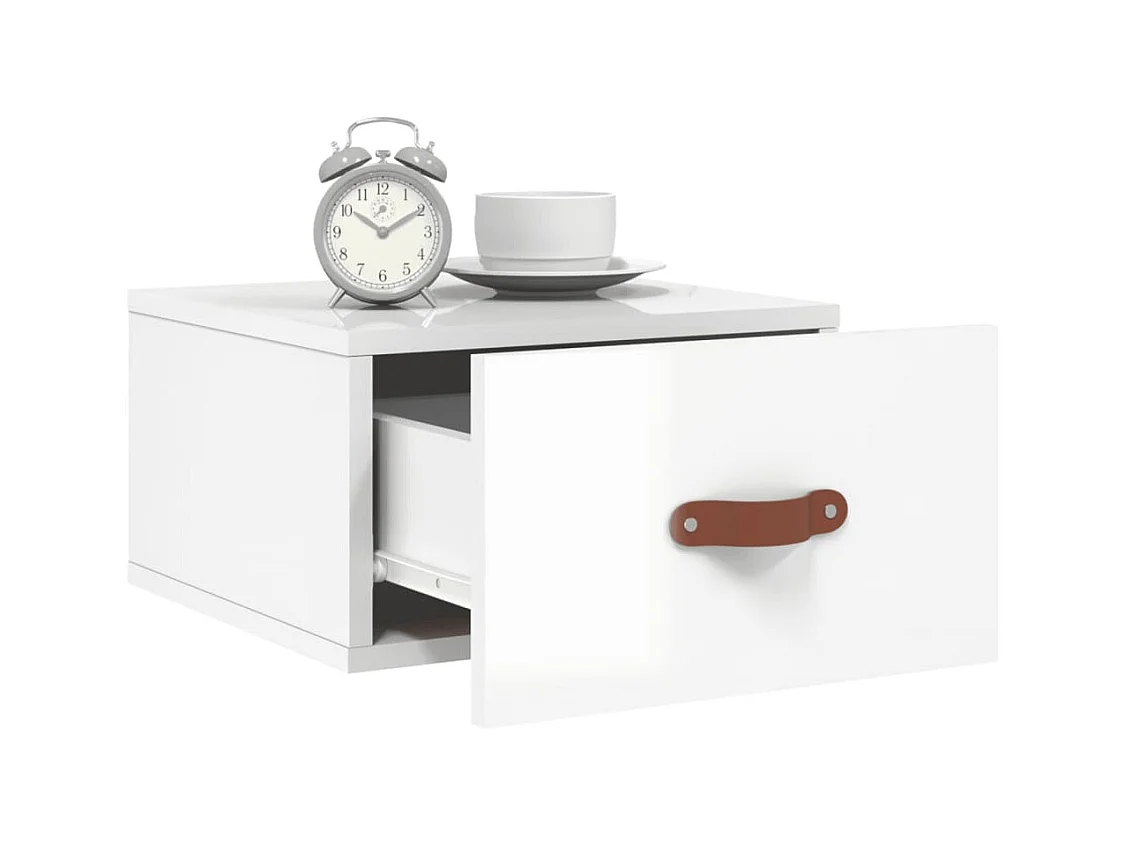 Brackettville  Tables de chevet murales 2 pcs blanc brillant 35x35x20 cm