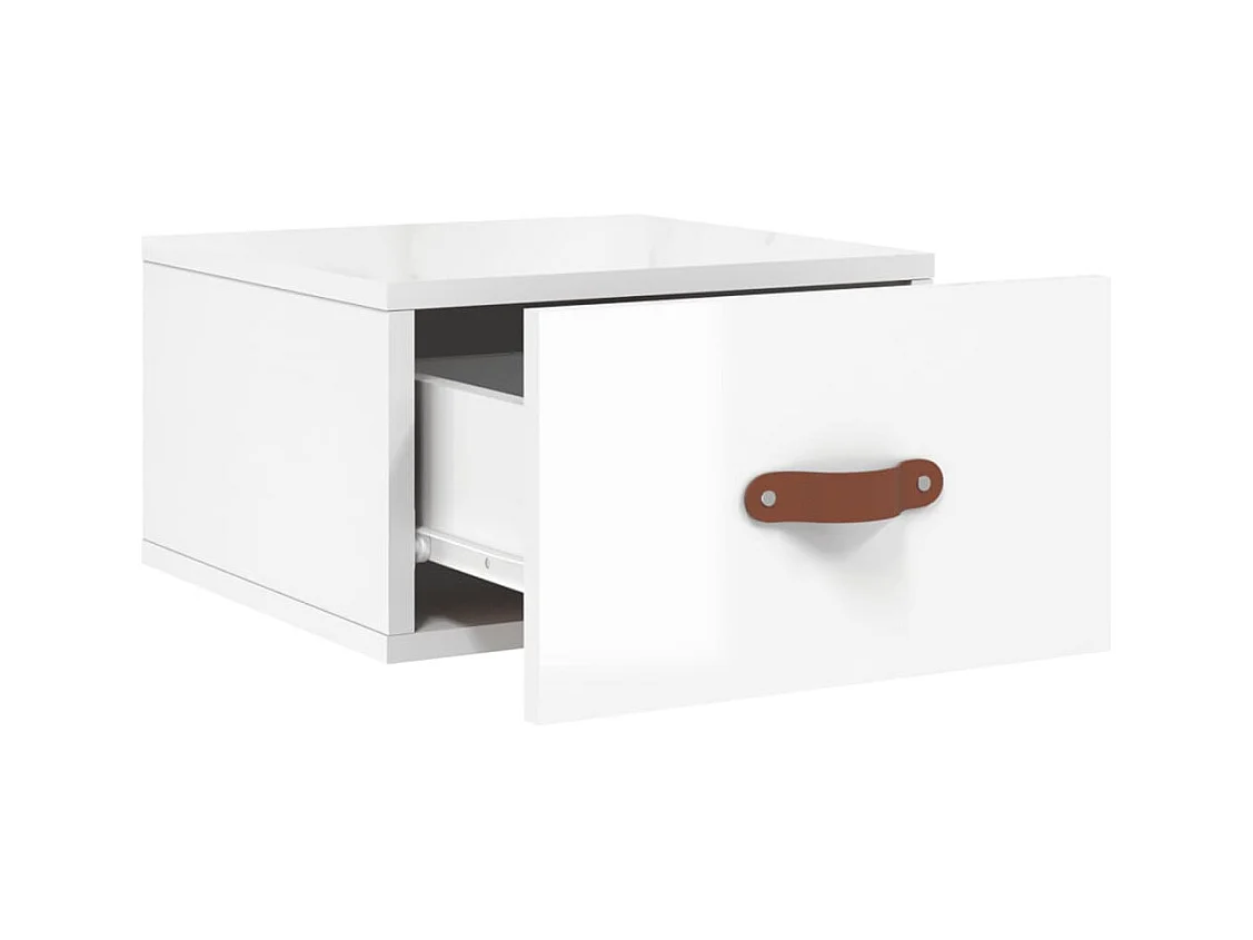 Brackettville  Tables de chevet murales 2 pcs blanc brillant 35x35x20 cm