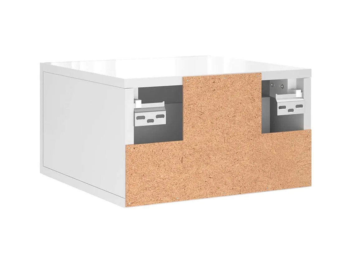 Brackettville  Tables de chevet murales 2 pcs blanc brillant 35x35x20 cm