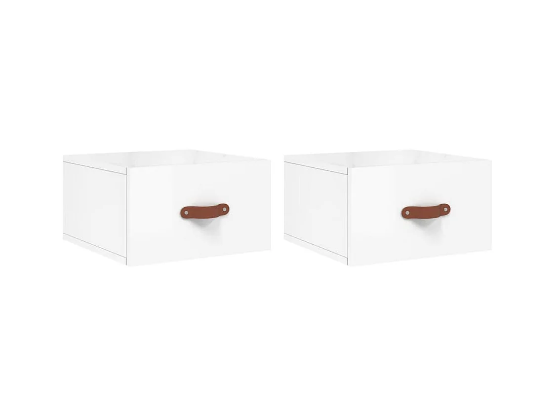 Brackettville  Tables de chevet murales 2 pcs blanc brillant 35x35x20 cm