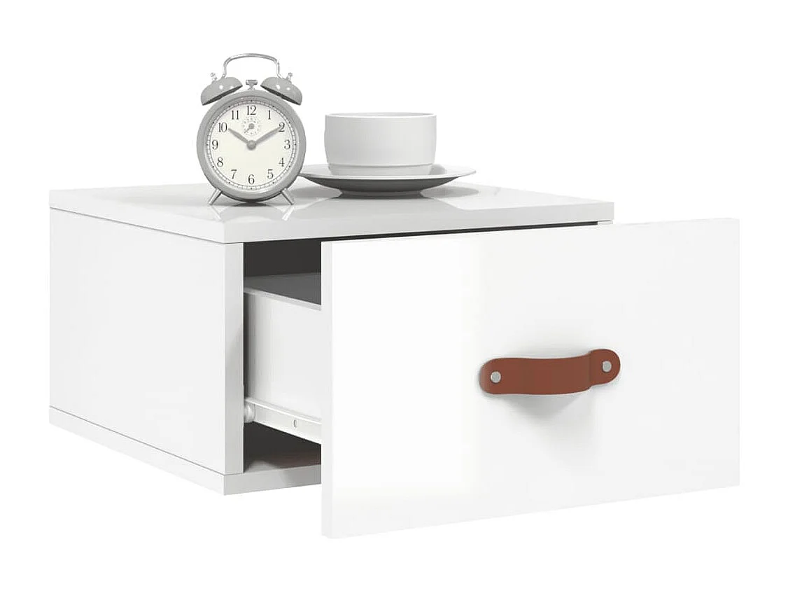 Brackettville  Tables de chevet murales 2 pcs blanc brillant 35x35x20 cm