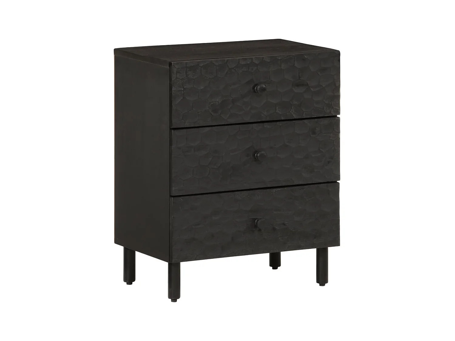 Asrin  Table de chevet noir 50x33x60 cm bois de manguier massif