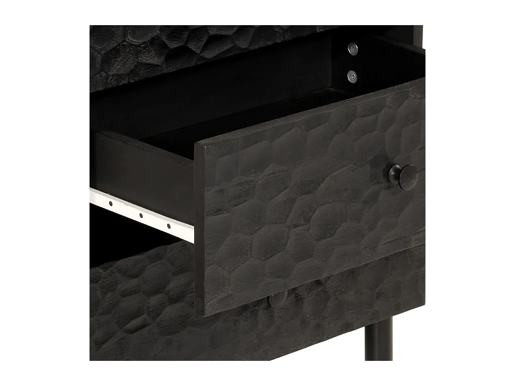 Asrin  Table de chevet noir 50x33x60 cm bois de manguier massif