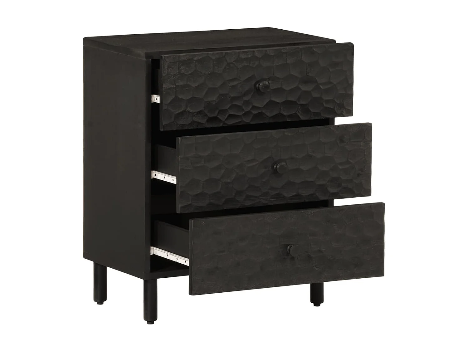 Asrin  Nachttisch Schwarz 50x33x60 cm Massivholz Mango