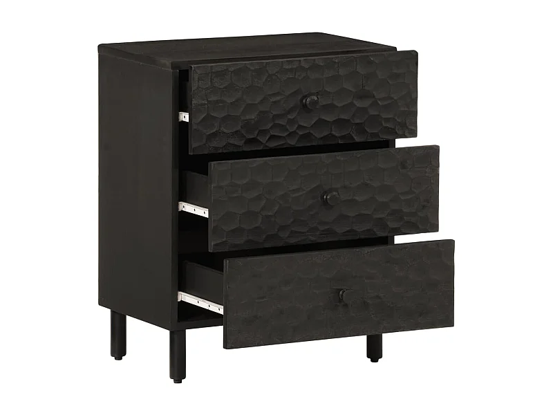 Asrin  Nachttisch Schwarz 50x33x60 cm Massivholz Mango