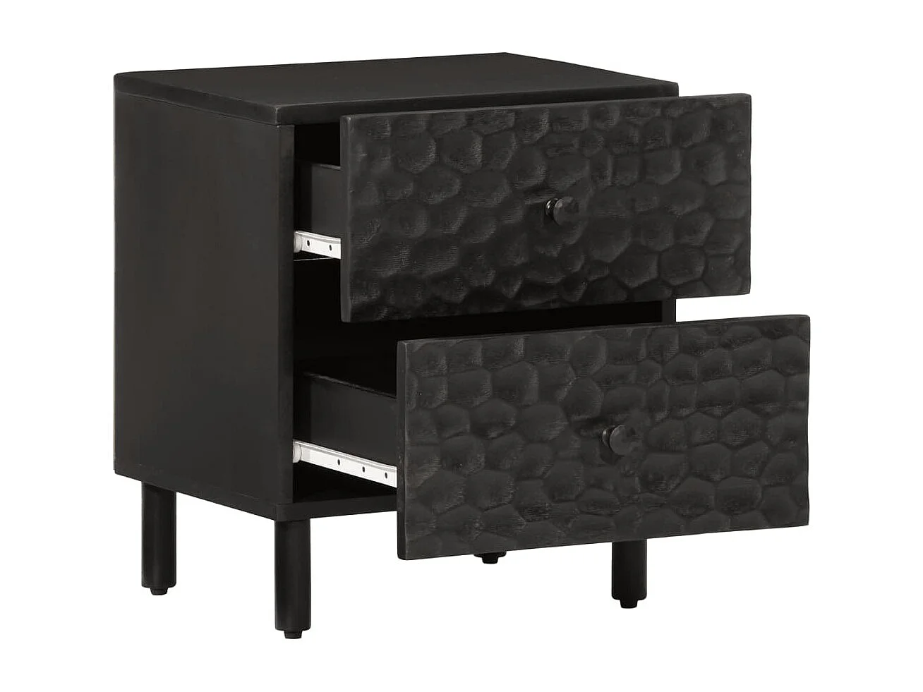 Mariëlle  Nachttische 2 Stk. Schwarz 40x33x46 cm Massivholz Mango