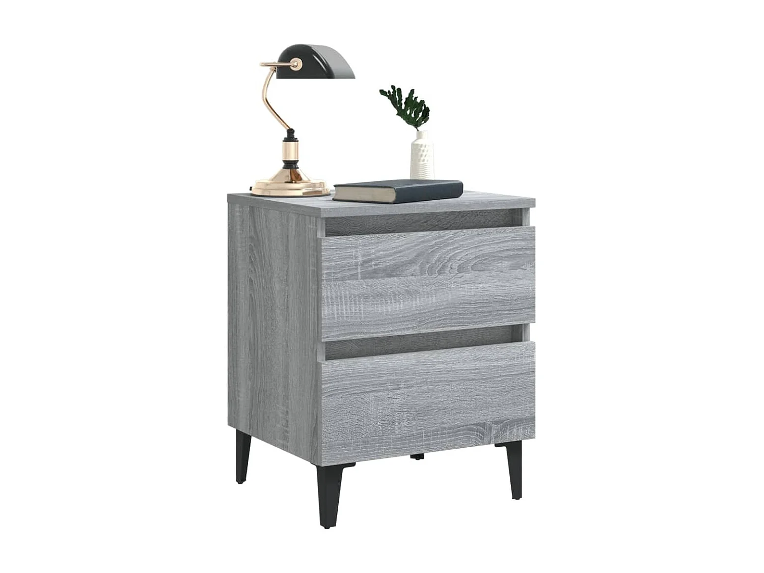 Orvieto  Table de chevet avec pieds en métal Sonoma gris 40x35x50 cm