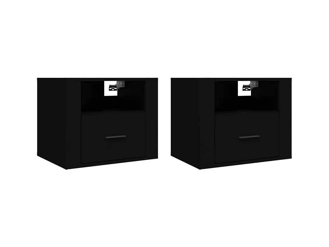 Pyren  Tables de chevet murales 2 pcs Noir 50x36x40 cm