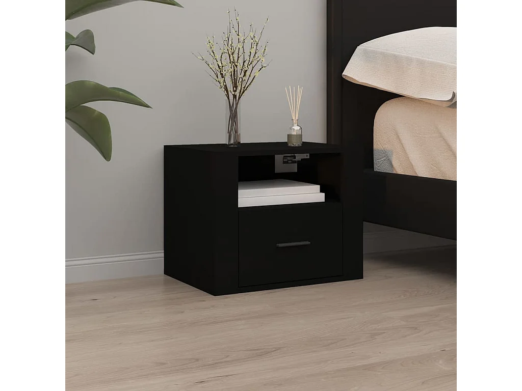 Pyren  Tables de chevet murales 2 pcs Noir 50x36x40 cm