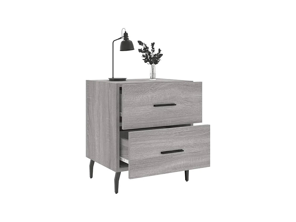 Brad John  Tables de chevet 2 pcs sonoma gris 40x35x47,5 cm