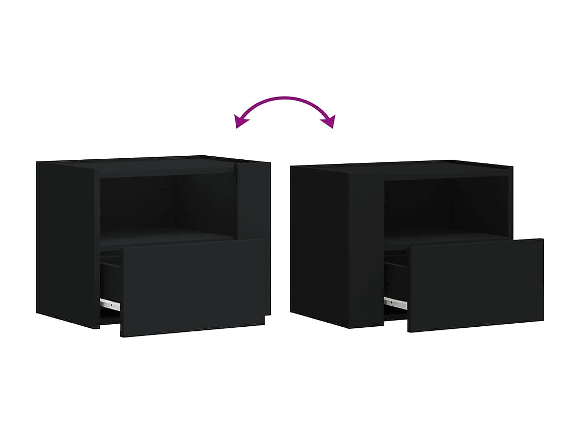 Sun City Center  Table de chevet murale noir 45x30x35 cm