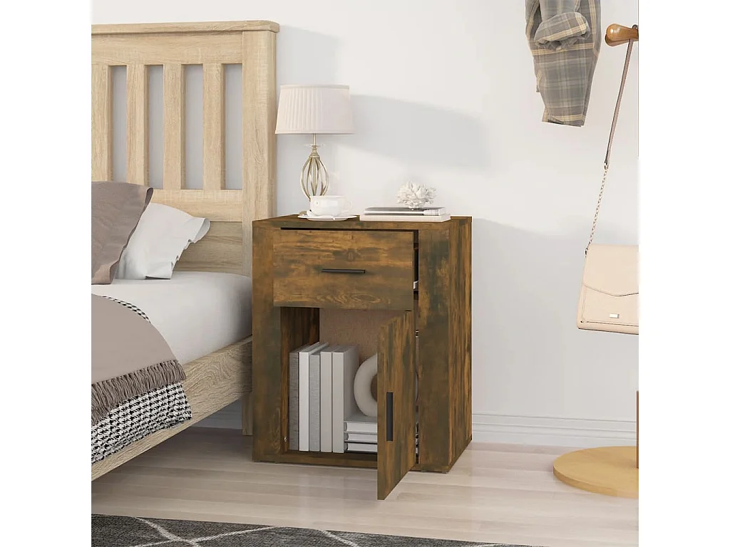 Arkport  Table de chevet Chêne fumé 50x36x60 cm Bois d'ingénierie