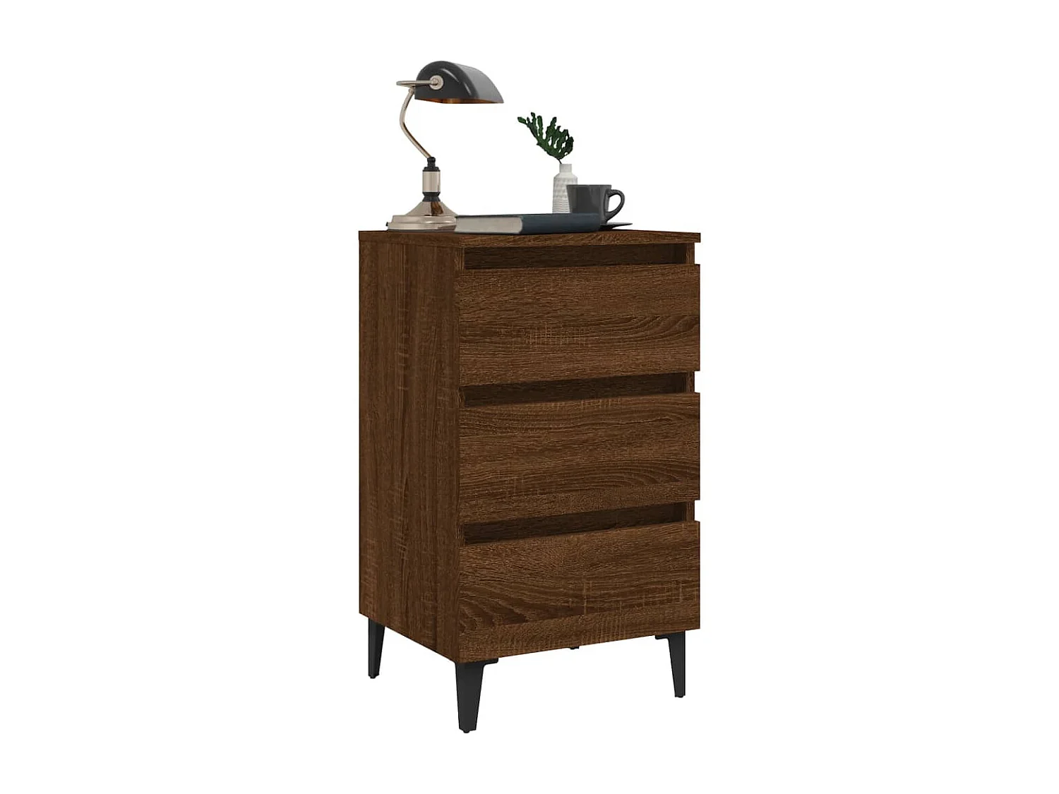 Artan  Nachttisch mit Metallbeinen Braun Eichen-Optik 40x35x69 cm