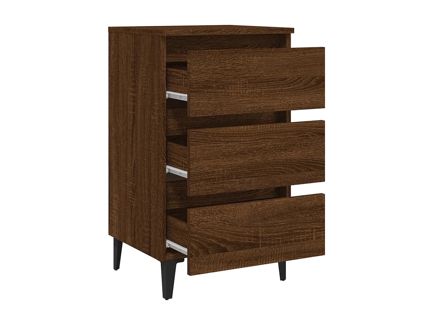 Artan  Nachttisch mit Metallbeinen Braun Eichen-Optik 40x35x69 cm