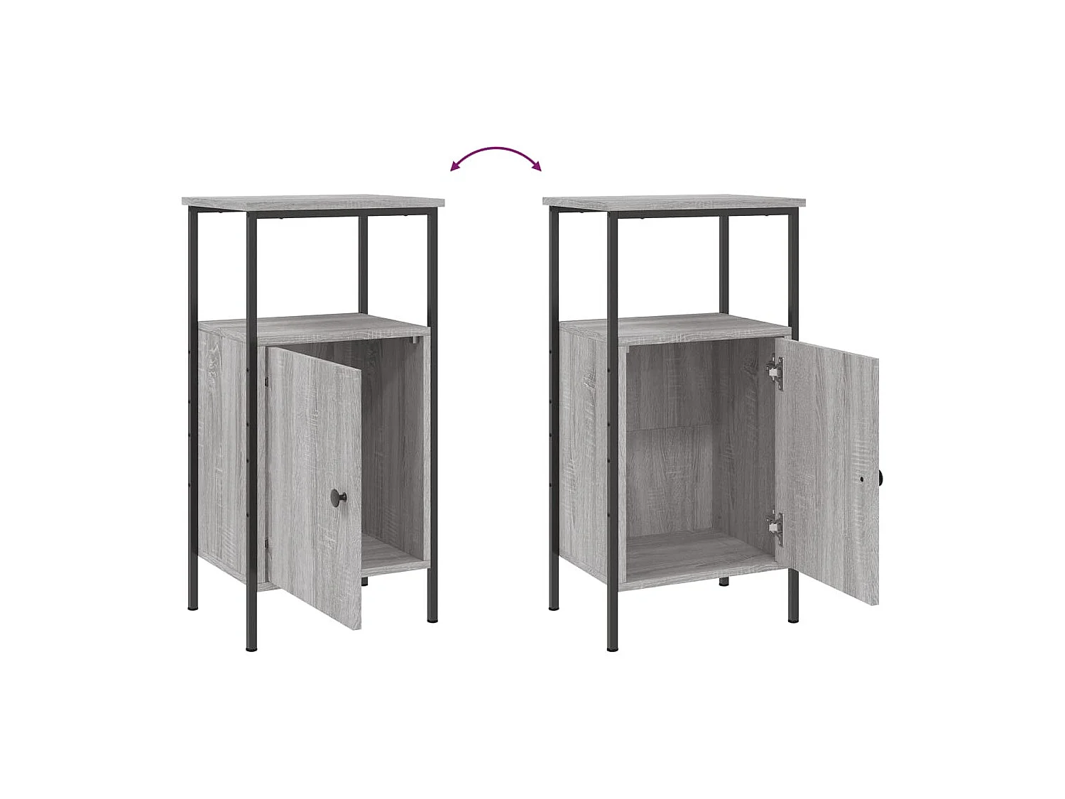 Wellford  Table de chevet sonoma gris 41x31x80 cm bois d'ingénierie