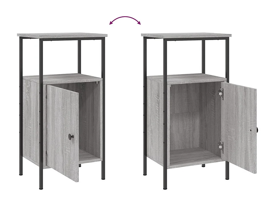 Wellford  Table de chevet sonoma gris 41x31x80 cm bois d'ingénierie