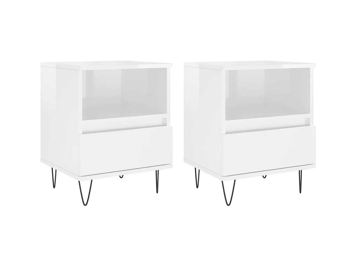 Hulst  Tables de chevet 2 pcs blanc brillant 40x35x50 cm