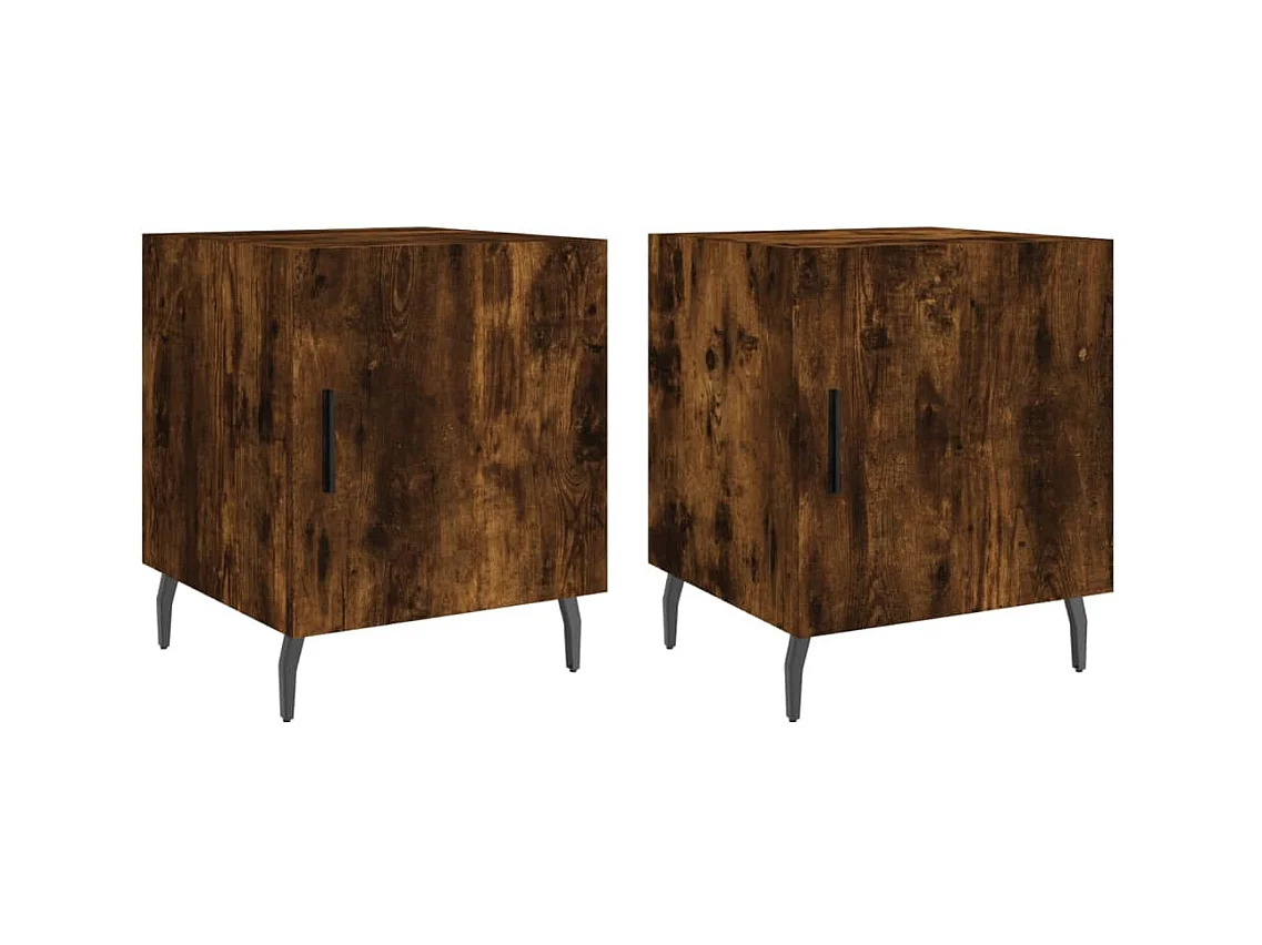 Volda  Tables de chevet 2 pcs chêne fumé 40x40x50 cm bois d'ingénierie