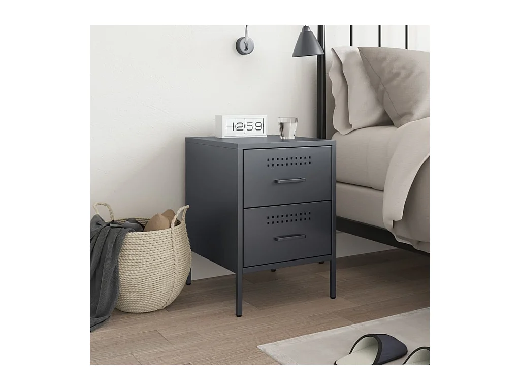 Lucille  Table de chevet anthracite 36x39x50,5 cm acier