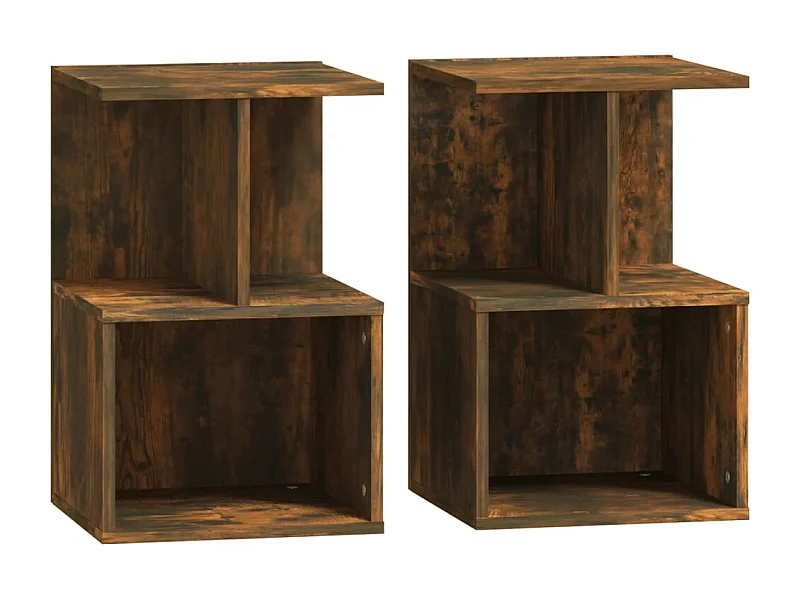 Pam  Nachtkastjes 2 st 35x35x55 cm bewerkt hout gerookt eikenkleurig
