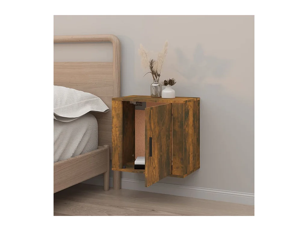 Almond  Table de chevet murale Chêne fumé 50x30x47 cm