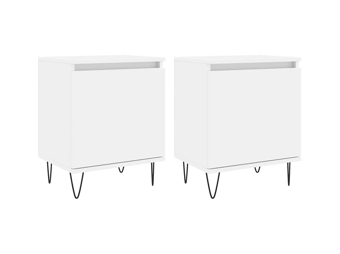 Bordentown  Tables de chevet 2 pcs blanc 40x30x50 cm bois d'ingénierie