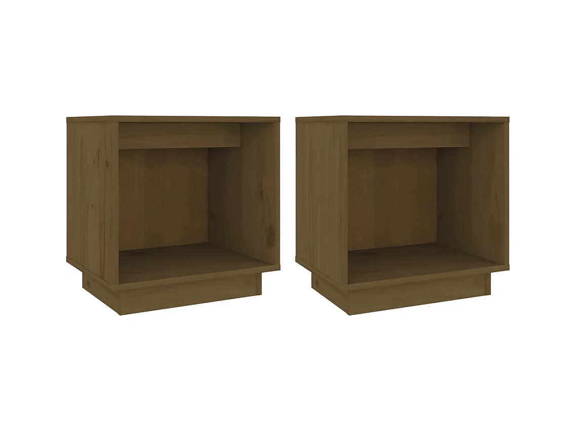 Kani  Tables de chevet 2pcs Marron miel 40x30x40cm Bois de pin solide