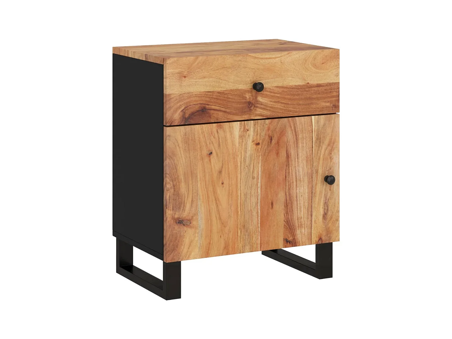 Runar  Table de chevet 50x33x60cm Bois d'acacia solide et d'ingénierie