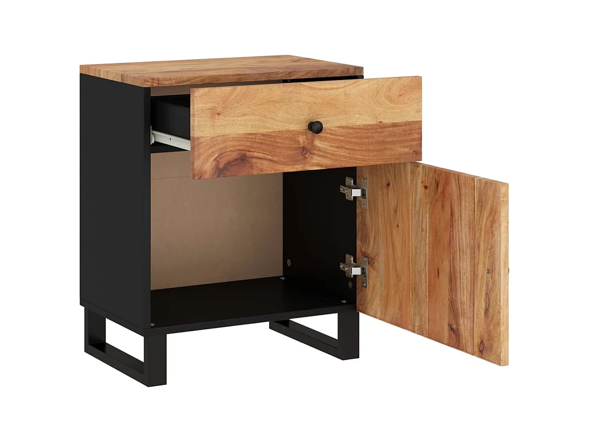 Runar  Table de chevet 50x33x60cm Bois d'acacia solide et d'ingénierie