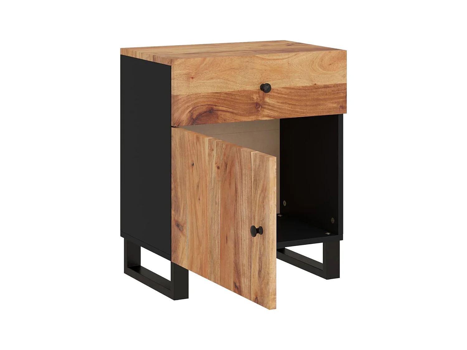 Runar  Table de chevet 50x33x60cm Bois d'acacia solide et d'ingénierie