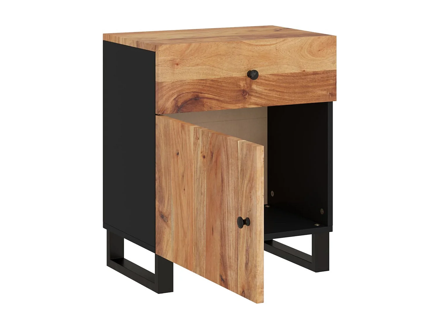 Runar  Table de chevet 50x33x60cm Bois d'acacia solide et d'ingénierie