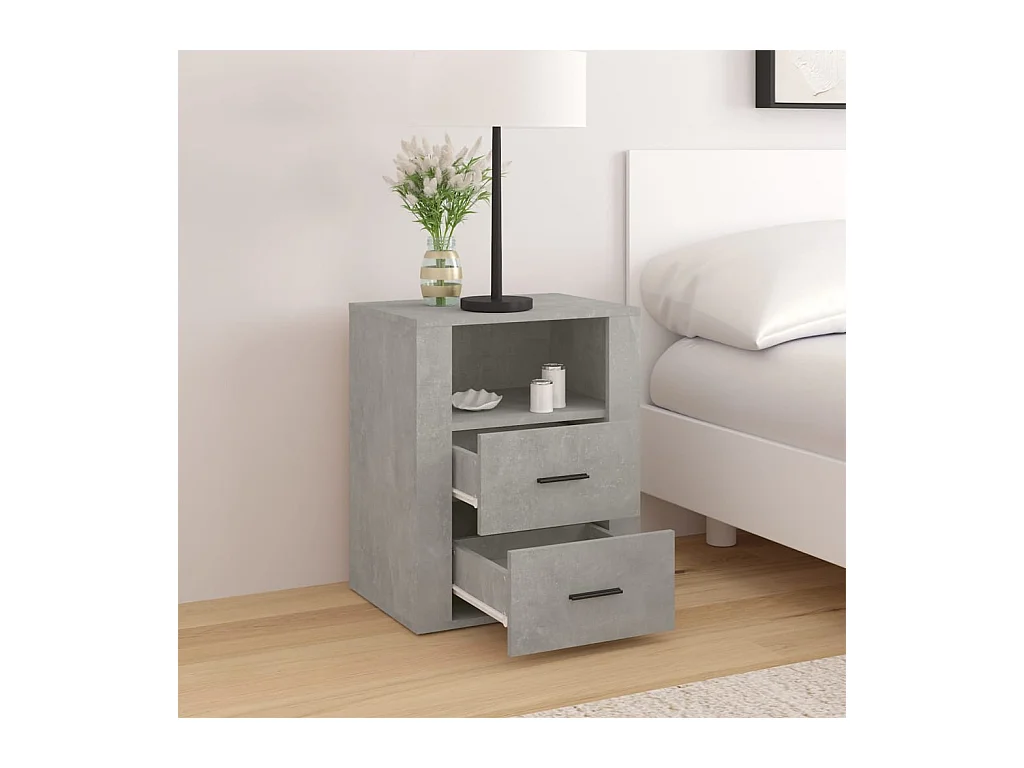 Josephine-Claire  Table de chevet Gris béton 50x36x60 cm Bois d'ingénierie