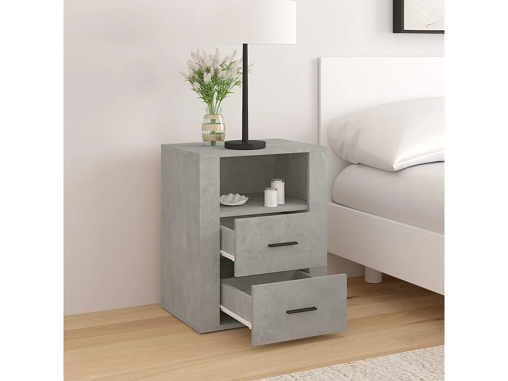 Josephine-Claire  Table de chevet Gris béton 50x36x60 cm Bois d'ingénierie